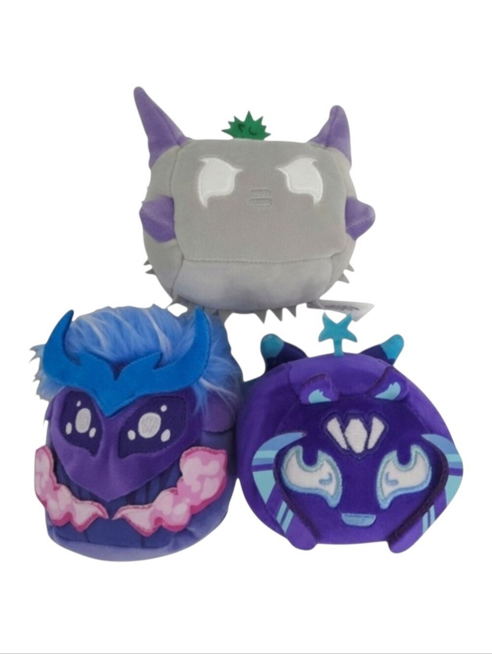 Roblox Blox Fruits Purple Gray Plush Lot (Set of 3)- Gas‎ Fruit, Kitsune, Spike